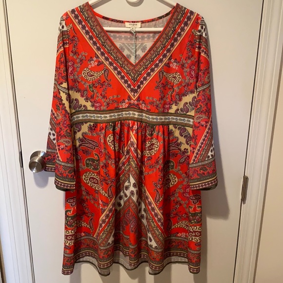 Umgee Off-Shoulder Paisley Print Ruffled Mini Dress main image 1